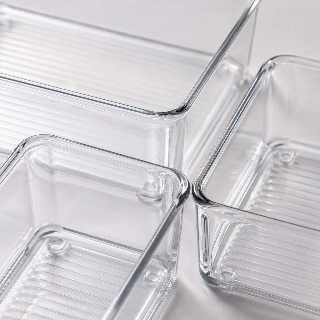 6-Piece Clear Plastic Drawer Organiser Tray Set, Assorted Sizes