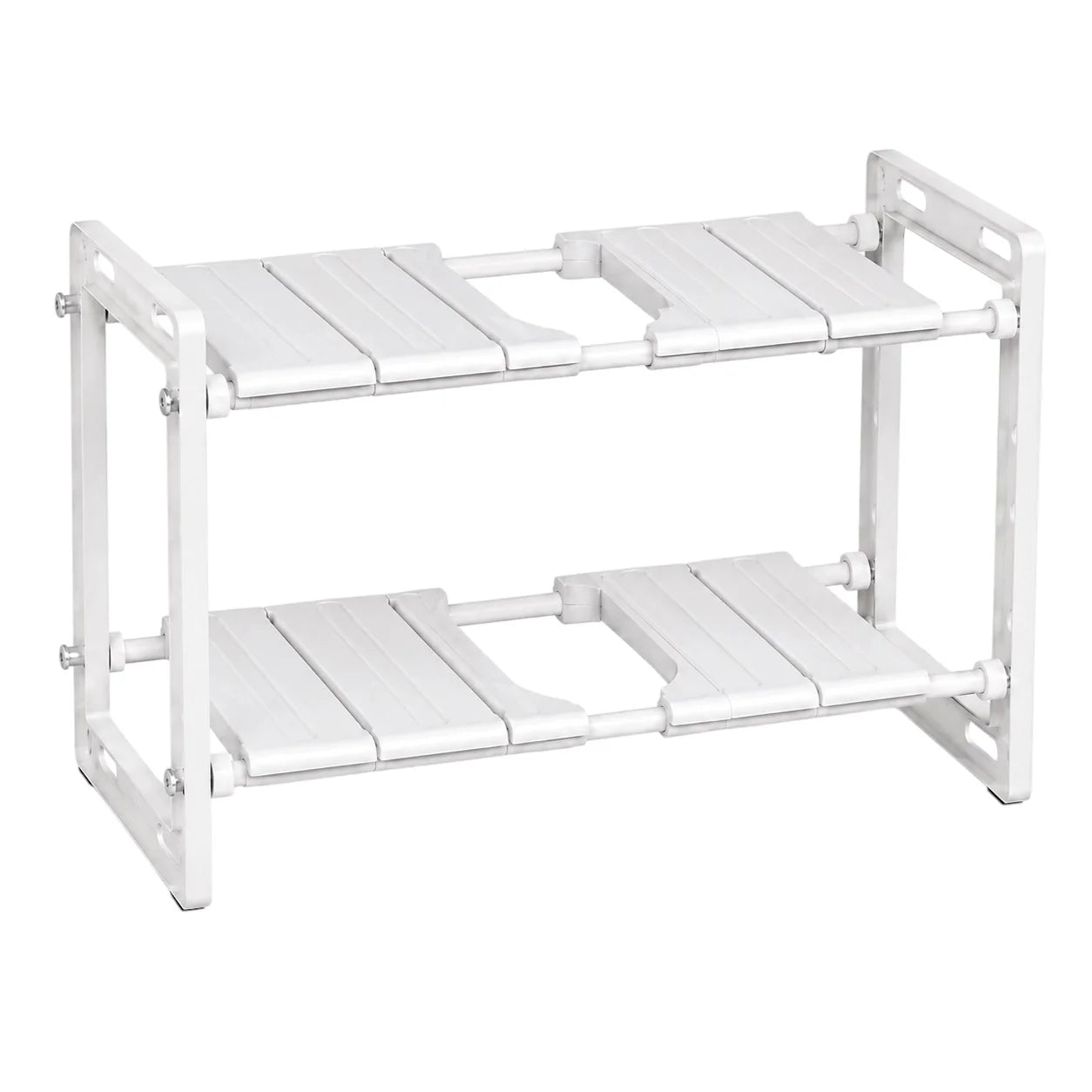 Adjustable 2-Tier Under-Sink Organiser Rack, White, 51-80 x 26 x 38 cm
