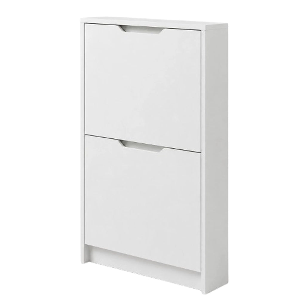 Slim 2-Door Tilt-Out Shoe Cabinet, Matte White, 23.6 x 7.1 x 39.4 in