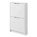 Slim 2-Door Tilt-Out Shoe Cabinet, Matte White, 23.6 x 7.1 x 39.4 in