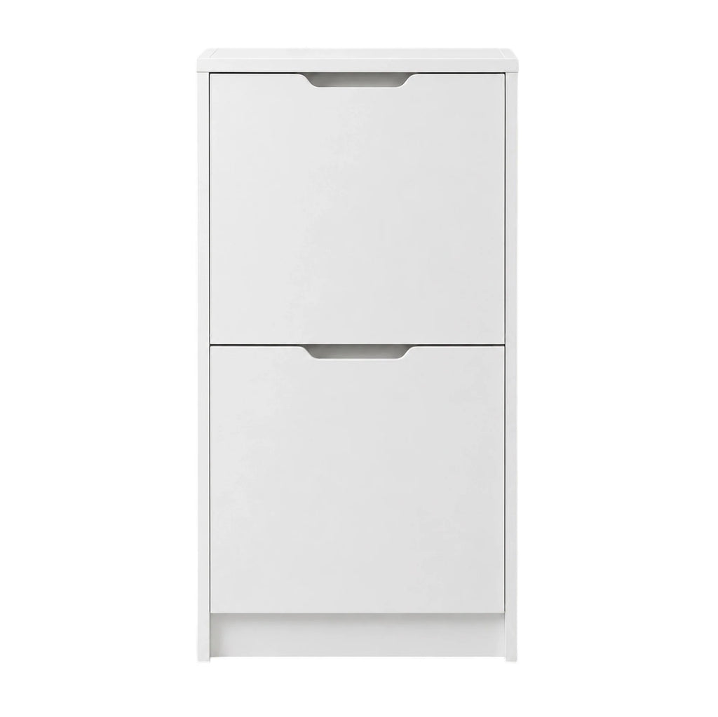 Slim 2-Door Tilt-Out Shoe Cabinet, Matte White, 23.6 x 7.1 x 39.4 in